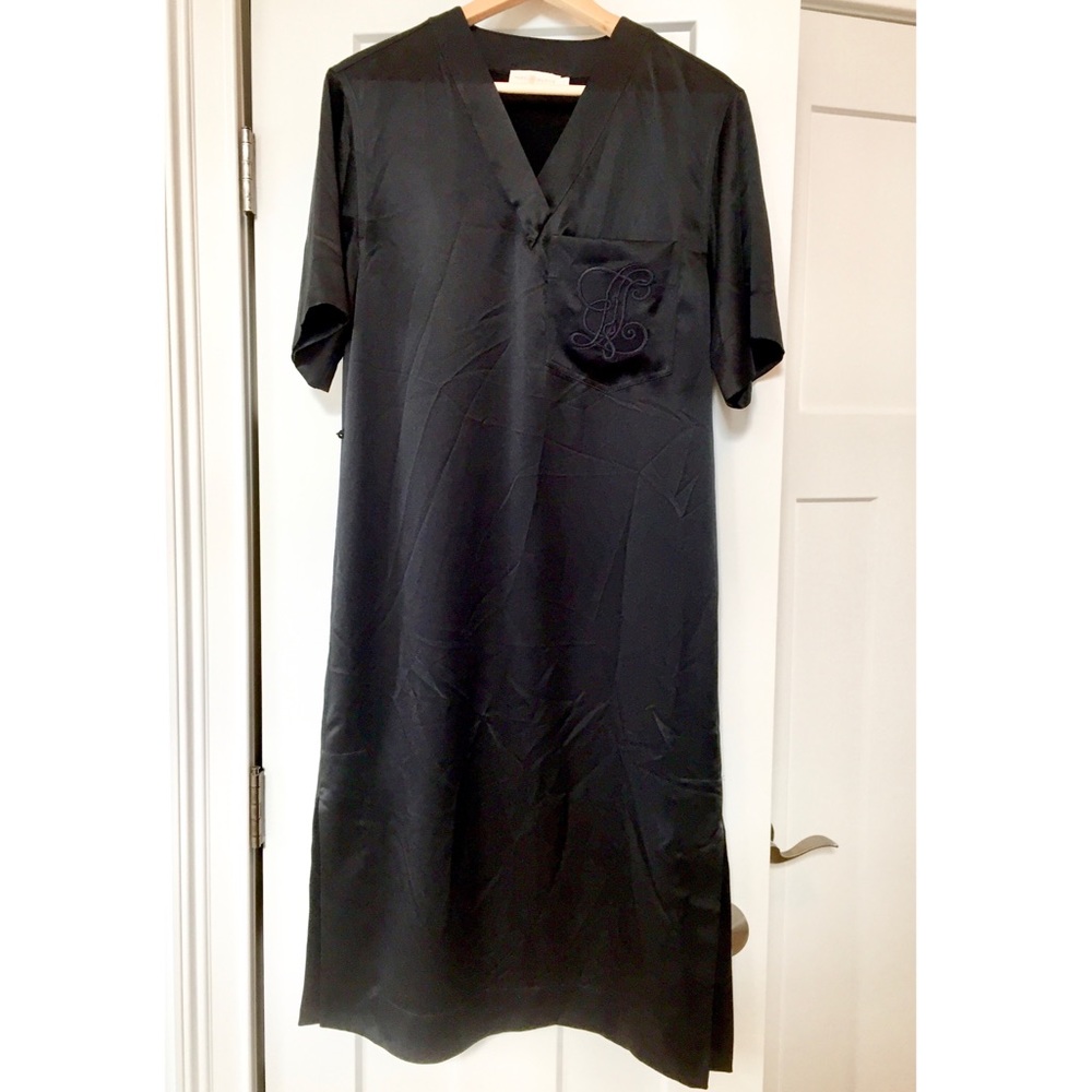Tory Burch Black Satin Monogram Dress